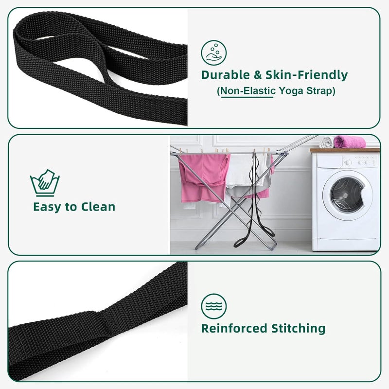 Abiarst Stretching Strap Yoga Straps for Physical Therapy, 10 Loops Non-Elastic Stretch Band for Pilates, Flexibility, Exercise and Gymnastics - Image 2
